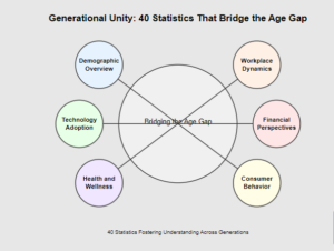 visual representation helps to quickly grasp the main topics covered in the article and how they all relate to the central theme of generational unity. It shows that understanding these various aspects of life across different age groups can help bridge the generational gap.