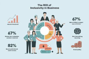 professional infographic illustrating the ROI of inclusivity in business.